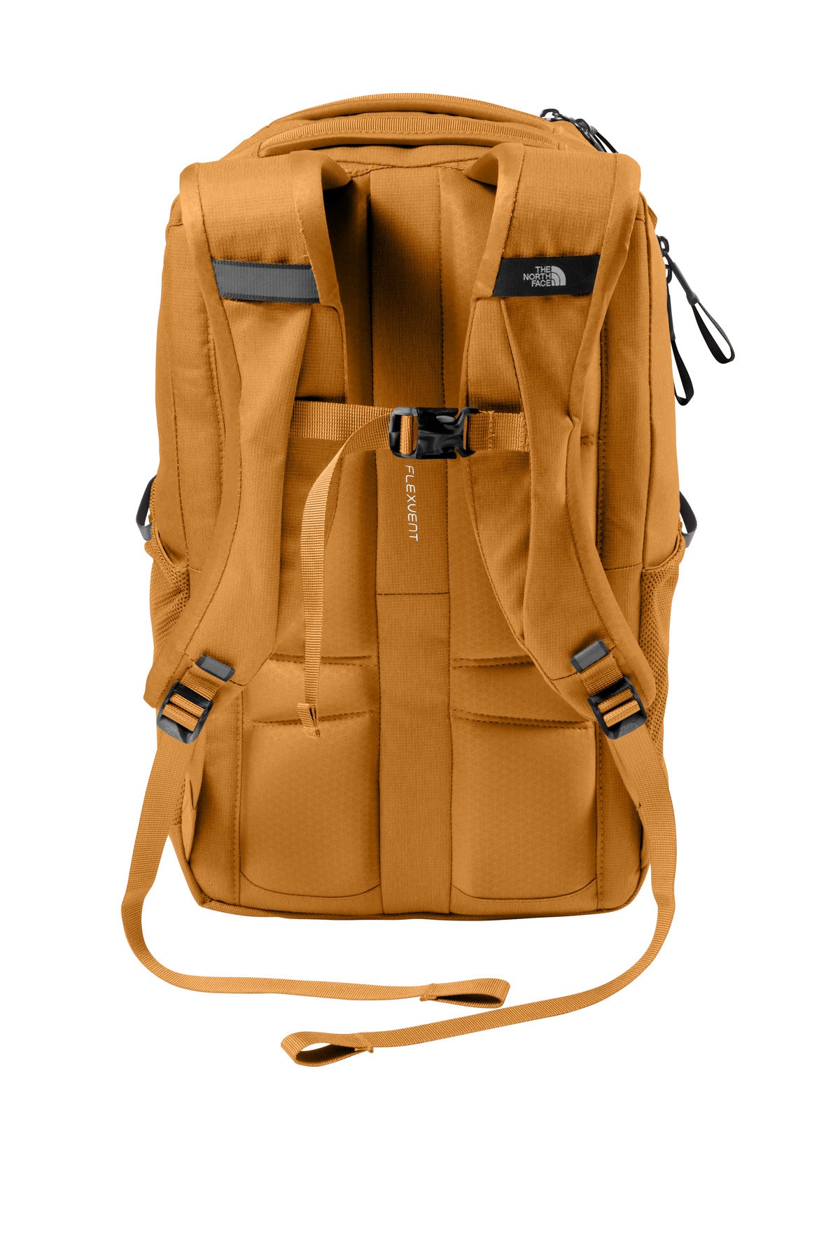 Rear View of Timber Tan The North Face Stalwart Backpack. NF0A52S6