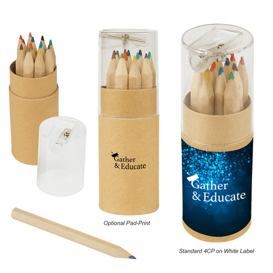 12-Piece Colored Pencil Set In Tube With Sharpener