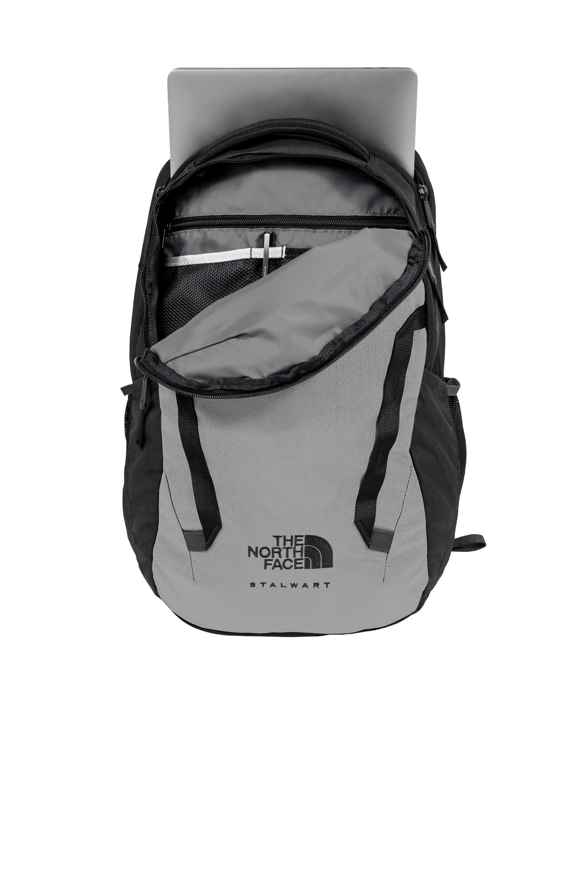 Front View of Mid Gy DH/TNFB The North Face Stalwart Backpack. NF0A52S6