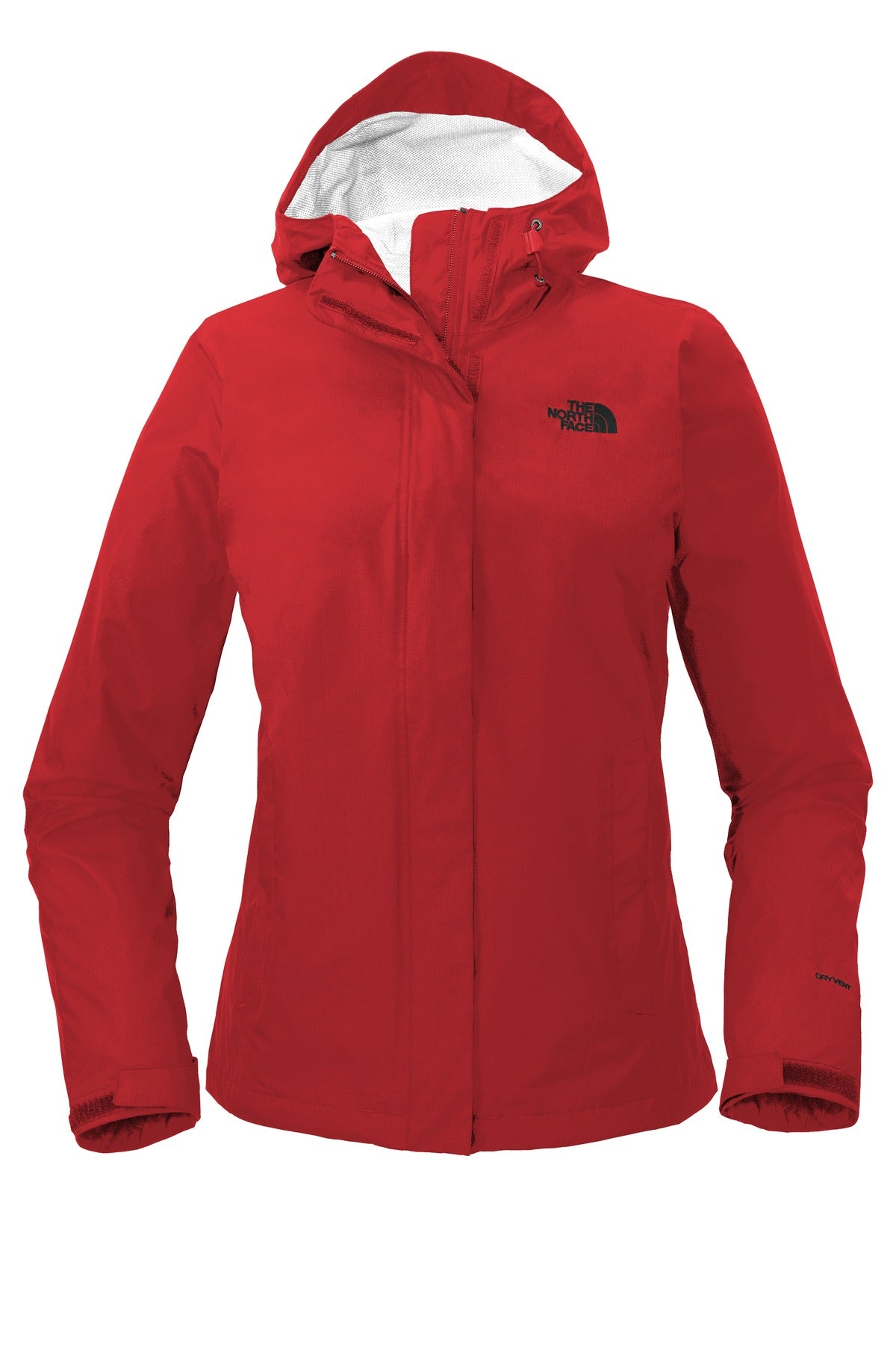Front View of Rage Red The North Face Women's DryVent Rain Jacket. NF0A3LH5