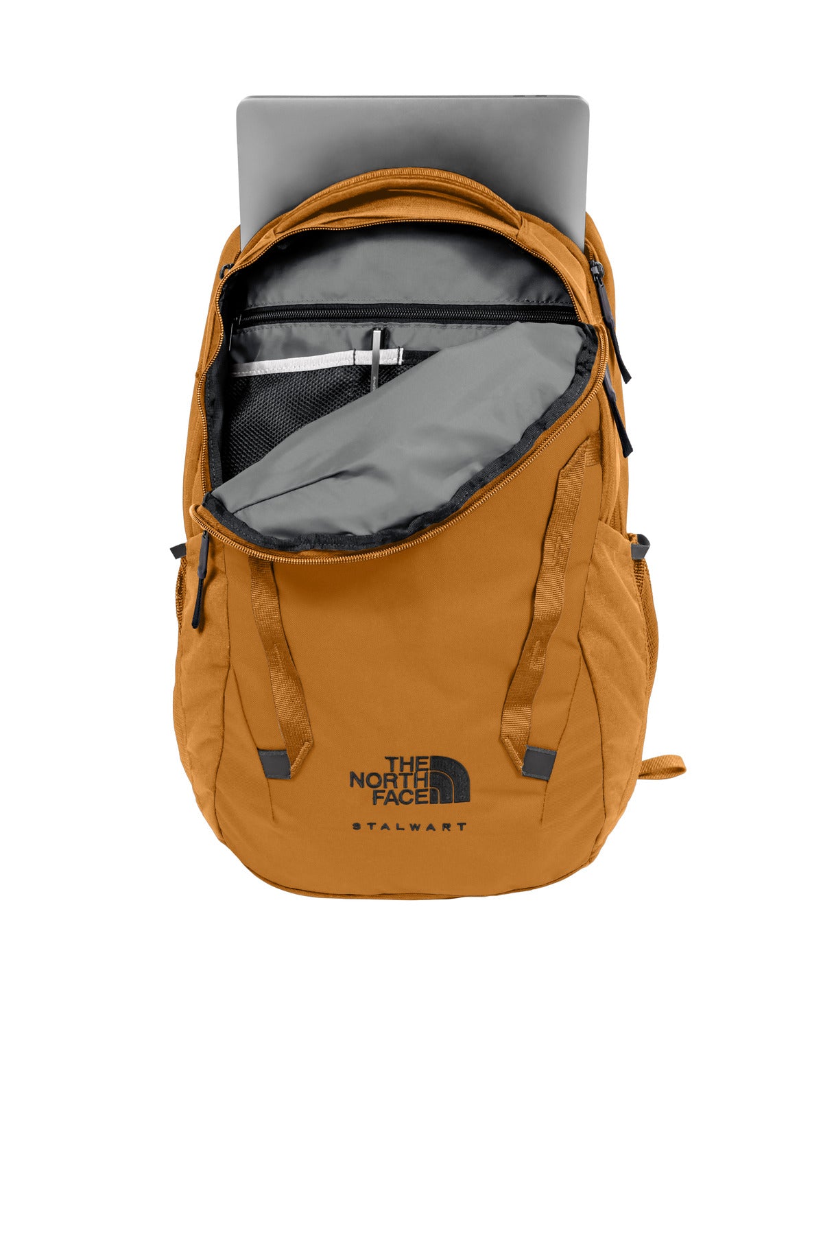 Front View of Timber Tan The North Face Stalwart Backpack. NF0A52S6