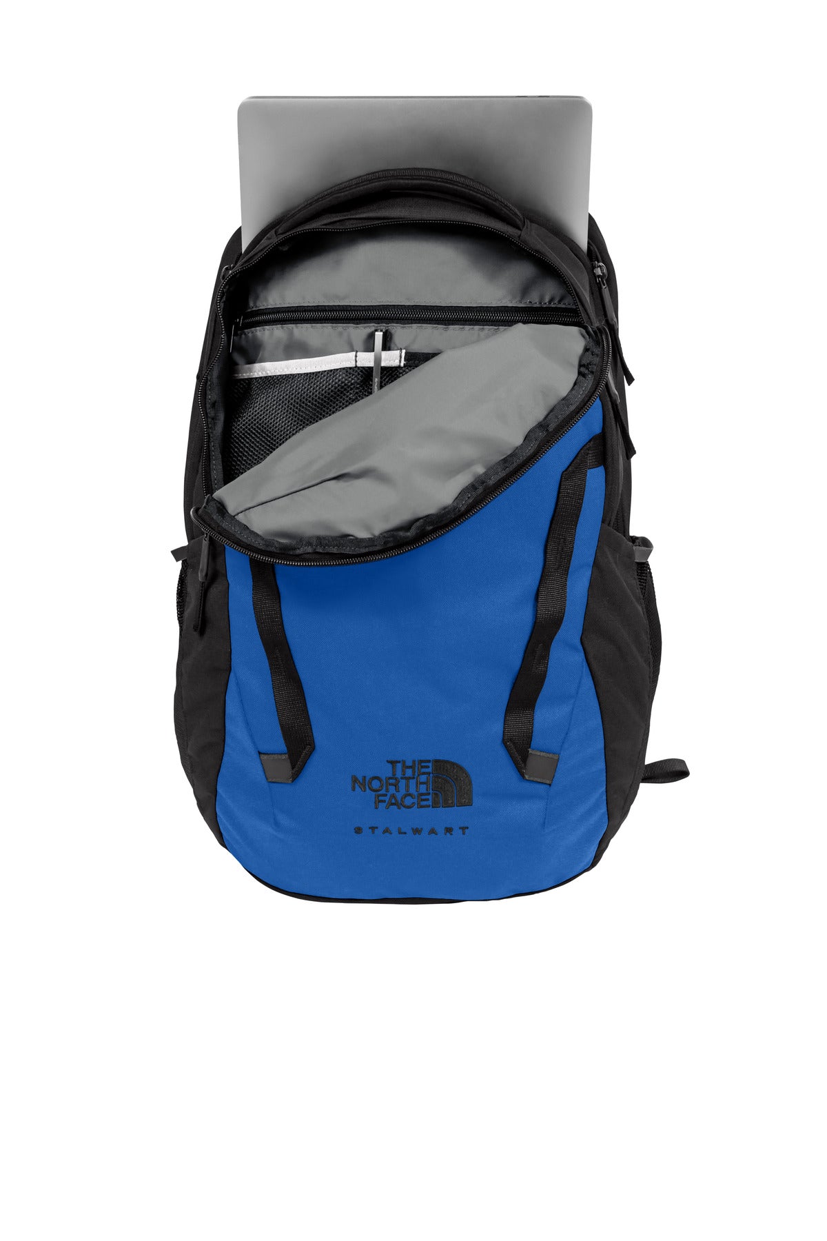 Front View of TNF Bk H/TNFBl The North Face Stalwart Backpack. NF0A52S6