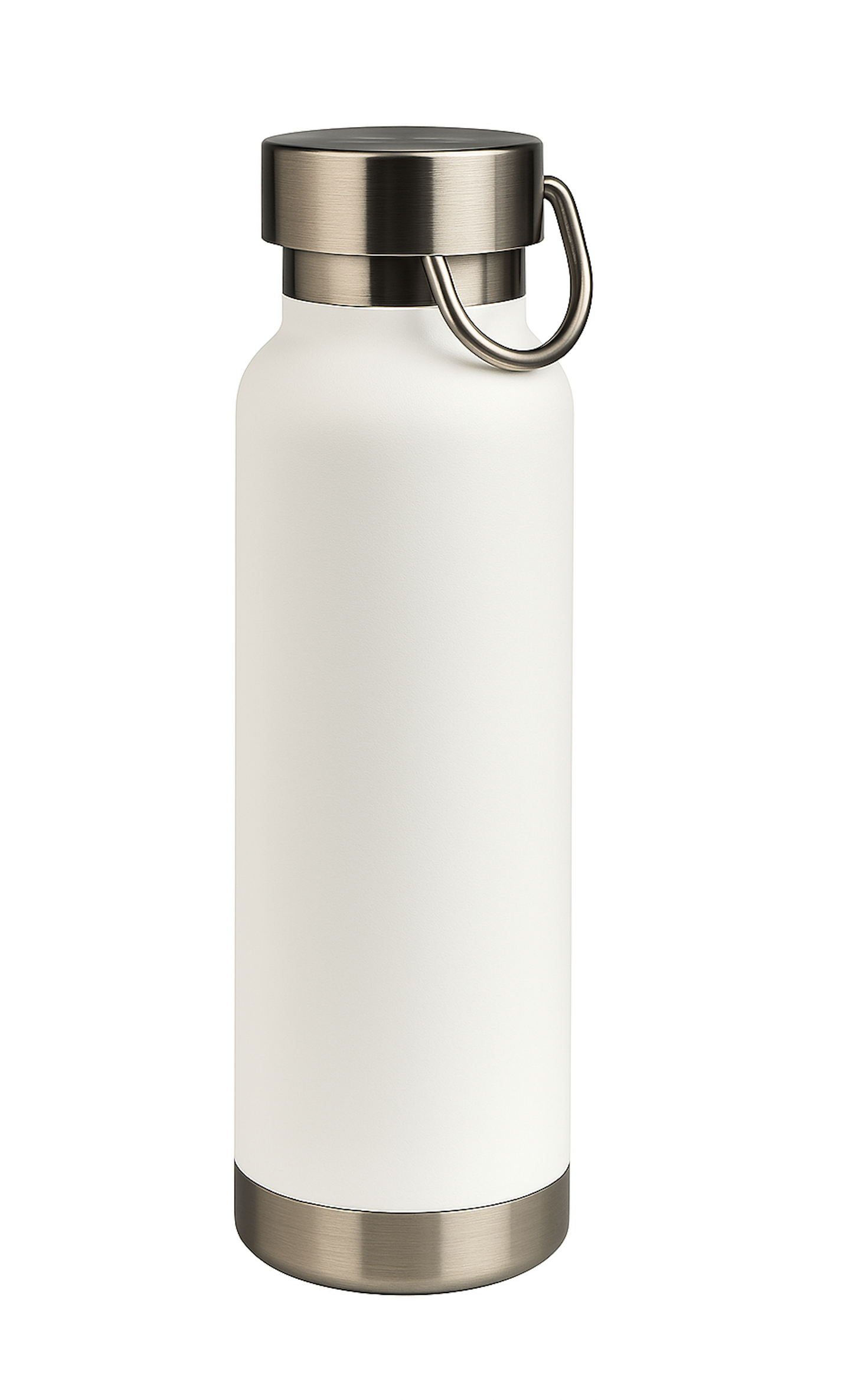 Front View of White Ares Water Bottle plain