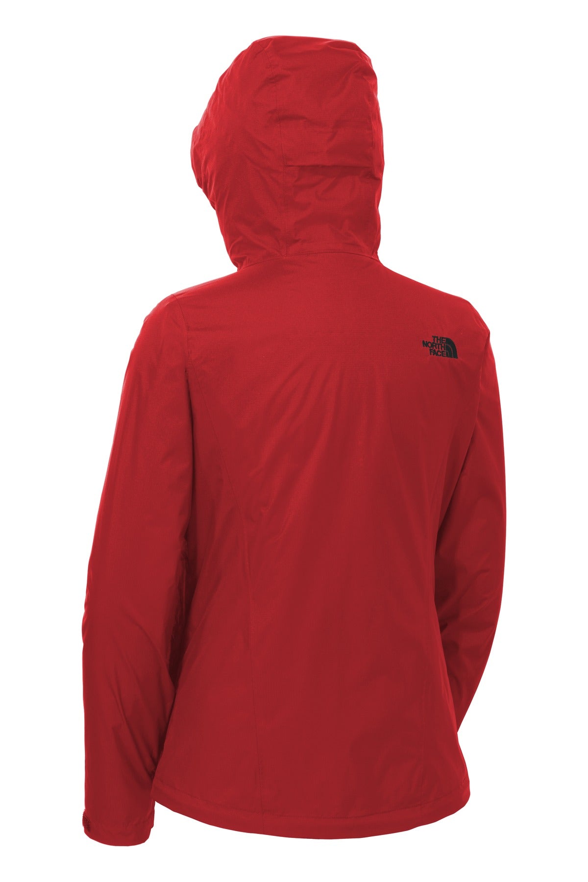 Rear View of Rage Red The North Face Women's DryVent Rain Jacket. NF0A3LH5