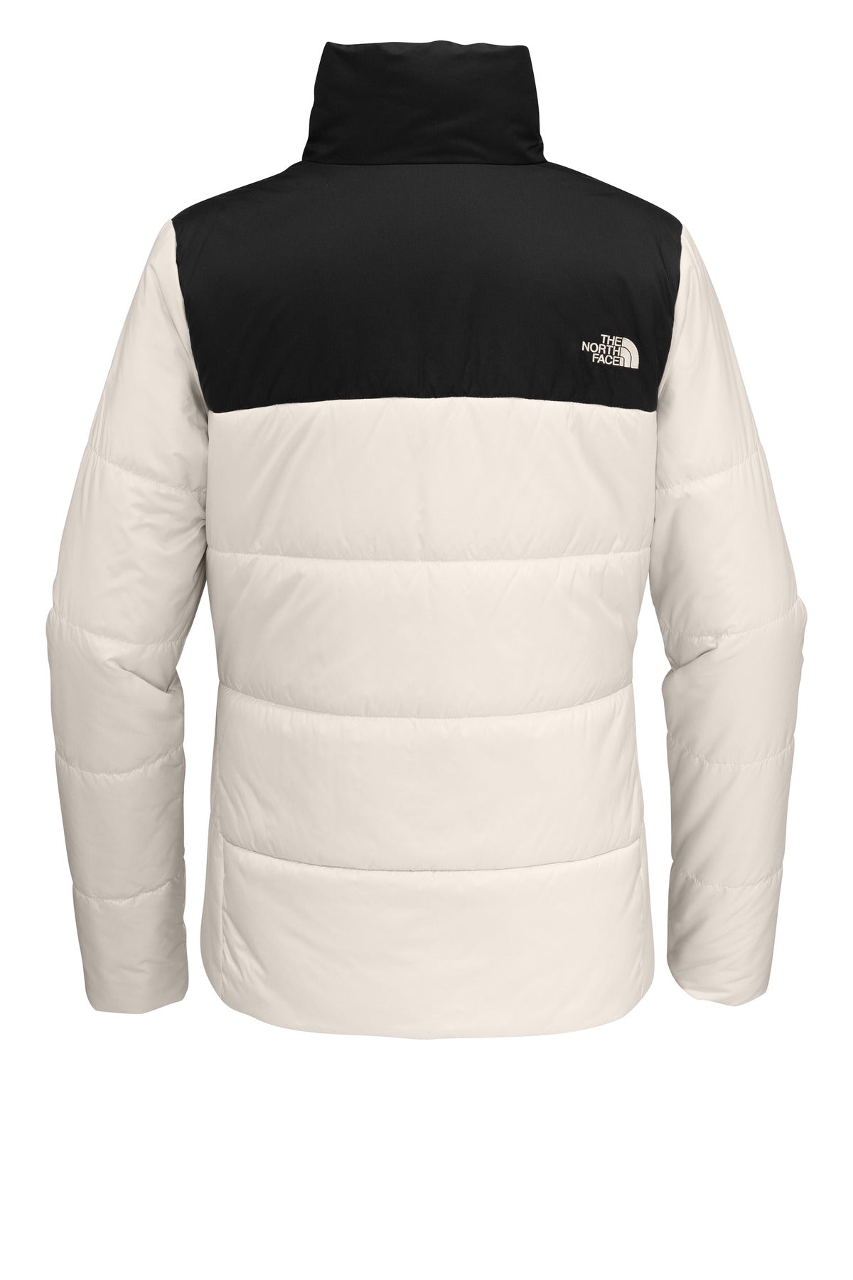 Rear View of VtgWhite The North Face Women's Chest Logo Everyday Insulated Jacket NF0A7V6K
