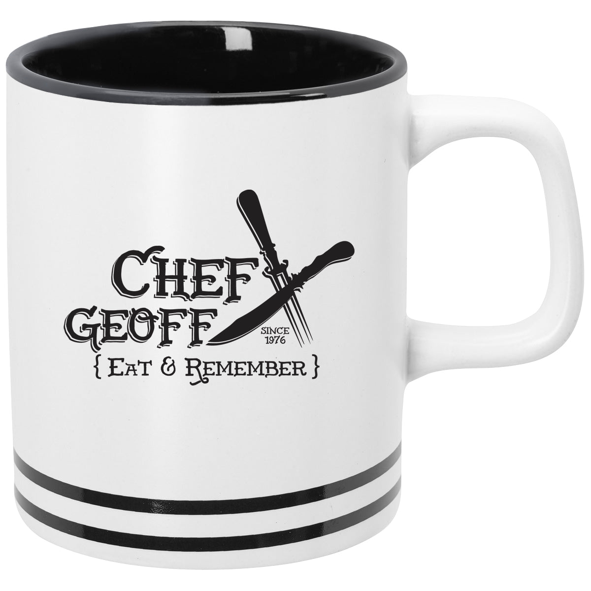 WHITE WITH BLACK 10 Oz. Lacrosse Ceramic Mug  grouped
