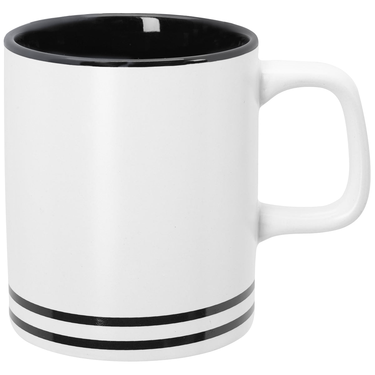 WHITE WITH BLACK 10 Oz. Lacrosse Ceramic Mug plain grouped