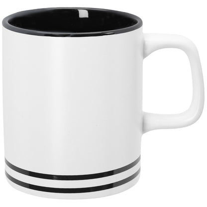WHITE WITH BLACK 10 Oz. Lacrosse Ceramic Mug plain grouped